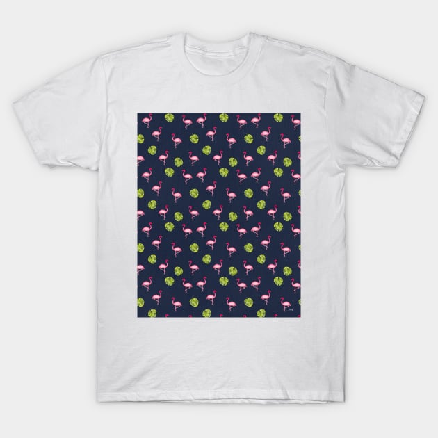 Pink Flamingo Pattern in Charcoal | Summer | Island Paradise | Tropical T-Shirt by thewhimsicalrepose